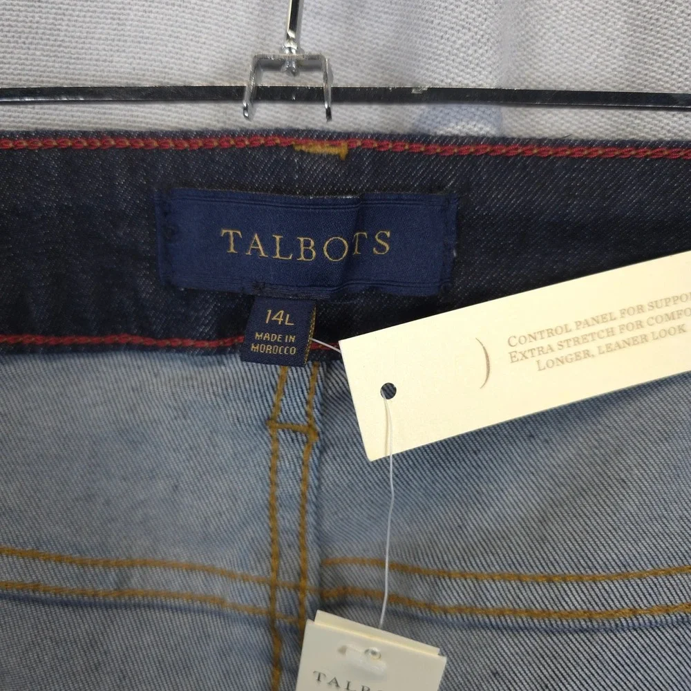 Talbots Dark Wash Blue Denim‎ Jeans Slimming Women 14L Comfort Stretch 5 Pocket
